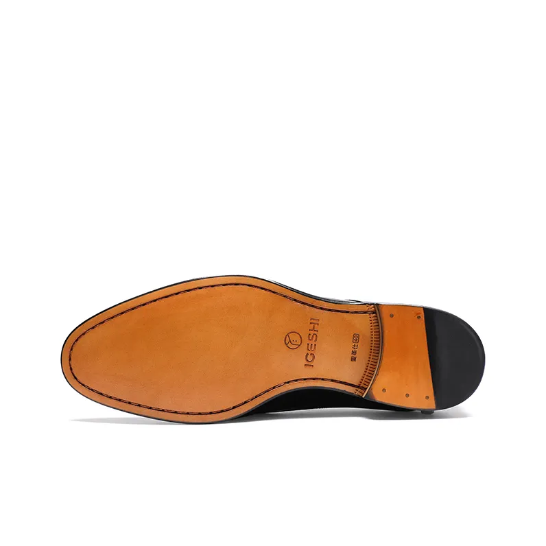 IGESHI Dress Shoes Men Low Top Apricot-4
