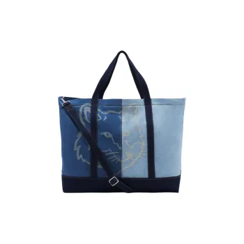 Maison Kitsune Cotton & Metal & Denim Shoulder Bag, Crossbody Bag, Handbag Women's Indigo
