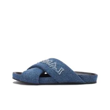 Lanvin Logo-embroidered Crossover Denim Slides