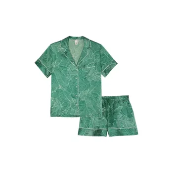 Victoria's Secret THE MIX Satin Short Pajama Set/Gg Pajama Set Women's Green Print