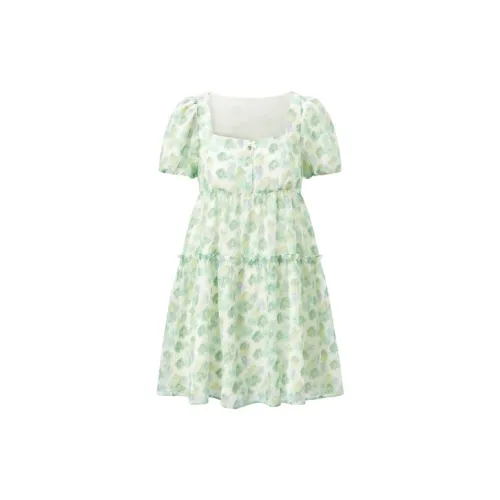 LEDIN Short-Sleeved Dresses Women's Green Print