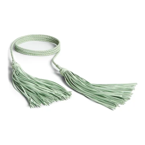 Bottega Veneta Solid Color Design Leather Belts Women's Green Width 0.5CM