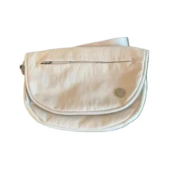 Lululemon Water-Resistant Fabric Shoulder Bag Crossbody Bag Unisex White Opal & Silver