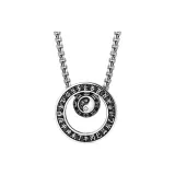 Tai Chi Bagua silver pendant + square bead silver chain