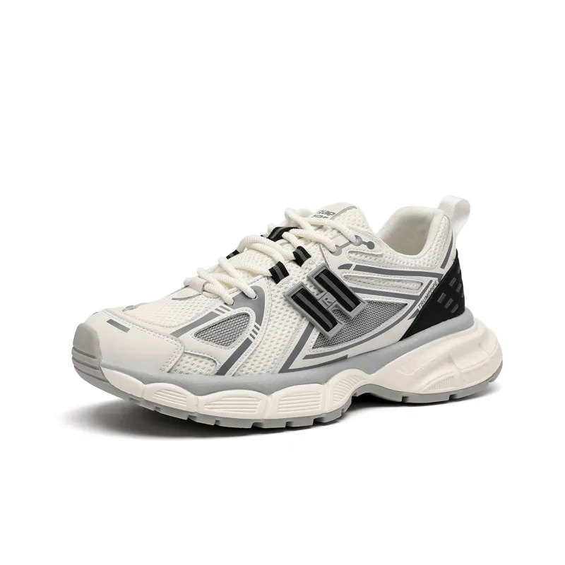 TRUMPPIPE Low Top Chunky Sneakers Men's White Gray-1
