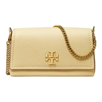 TORY BURCH Litchi Grain Leather With Suede Crossbody Bag, Shoulder Bag Women's Beige