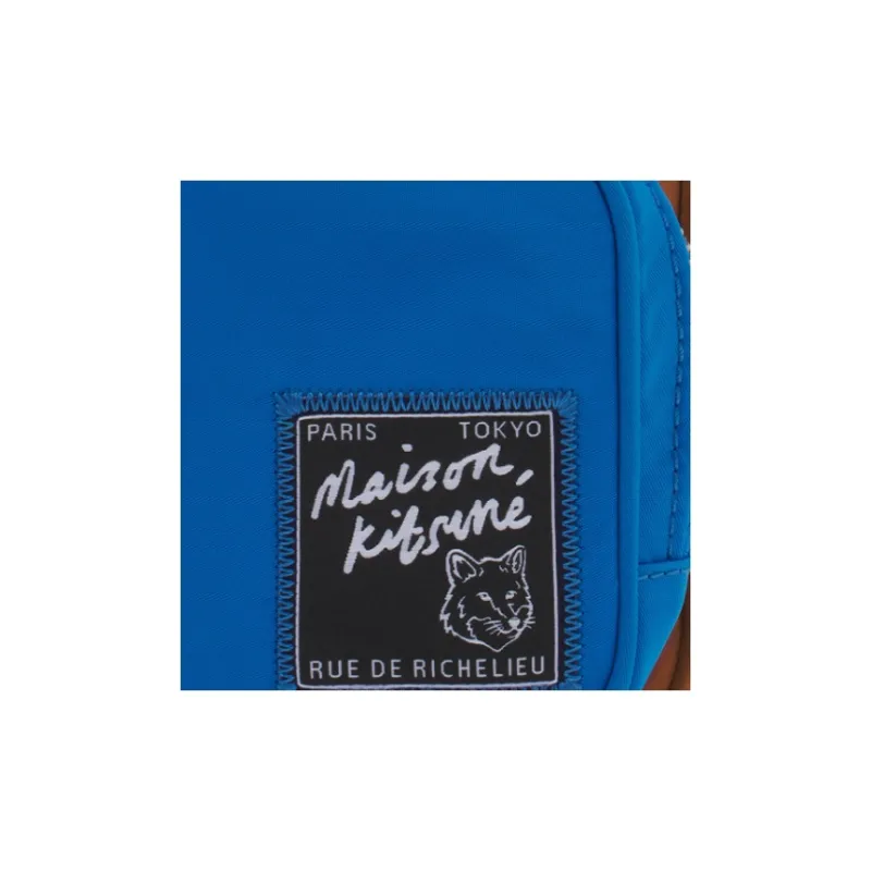 Maison Kitsune Polyamide Nylon Shoulder Bag, Crossbody Bag Men's Brown & Blue-5