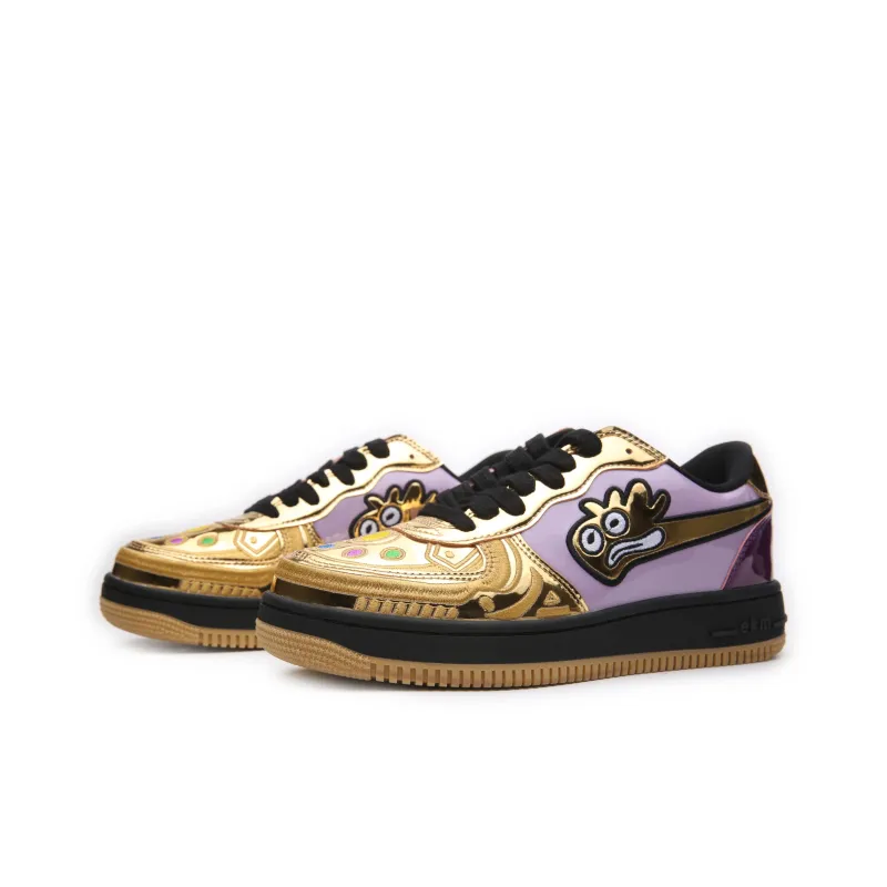 EKM Slip Resistant, Abrasion Resistant, Breathable, Support, Height Increasing Low Top Skateboard Shoes Unisex Gold-1