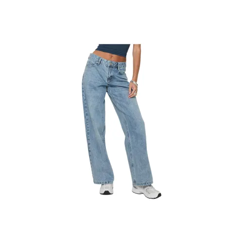 PRINCESS POLLY Jeans Women's Light Wash/Washed Blue