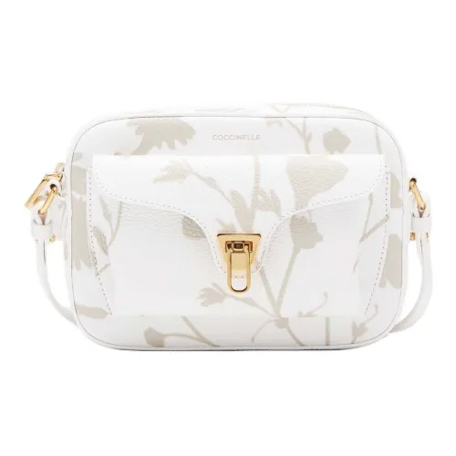COCCINELLE Contour Print Leather Camera Bag Shoulder Bag Crossbody Bag Small Size Women's White