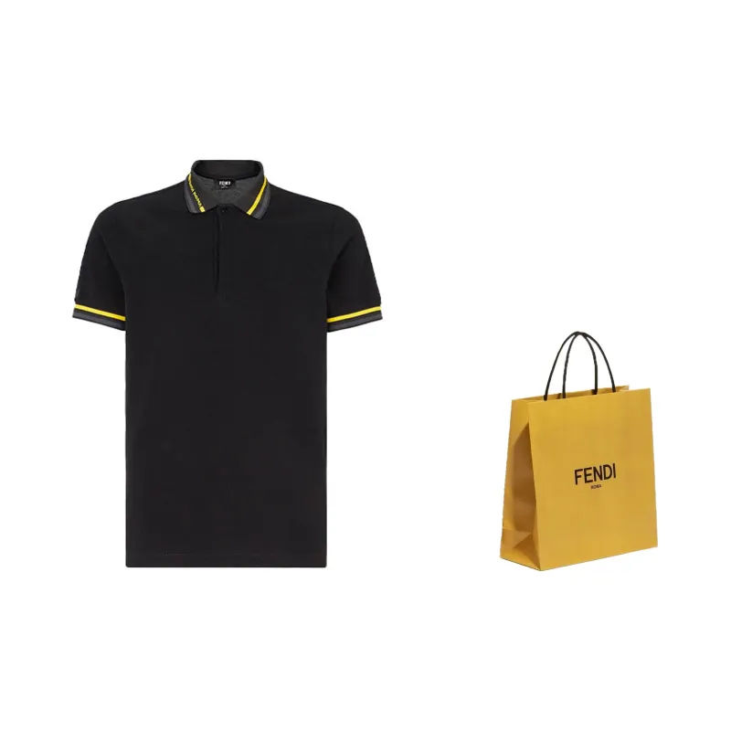 FENDI Polo Shirts Men Black-4