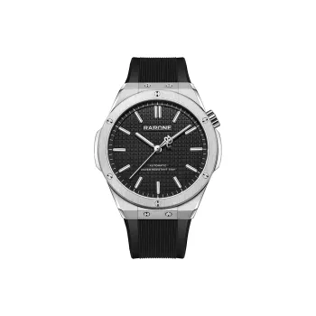 RARONE Gemini Trendy Niche Advanced Mechanical Movement Silicone Strap Watch Men's Watches Black Dial