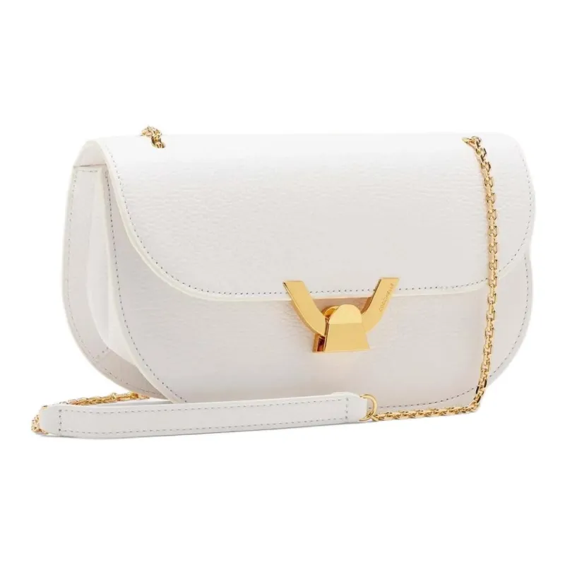 COCCINELLE Grained Leather Shoulder Bag Crossbody Bag Medium Size Women's Bright White-1