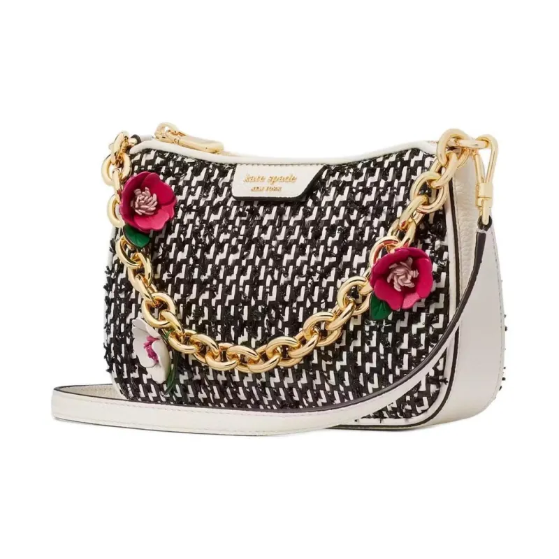Kate Spade Raffia Trim Handbag Shoulder Bag Crossbody Bag Small Size Women's Sheepskin Multicolor-1
