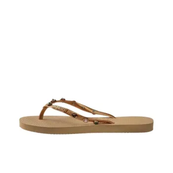 Havaianas Rhinestone Slip-Resistant Flip Flops Women's Gold