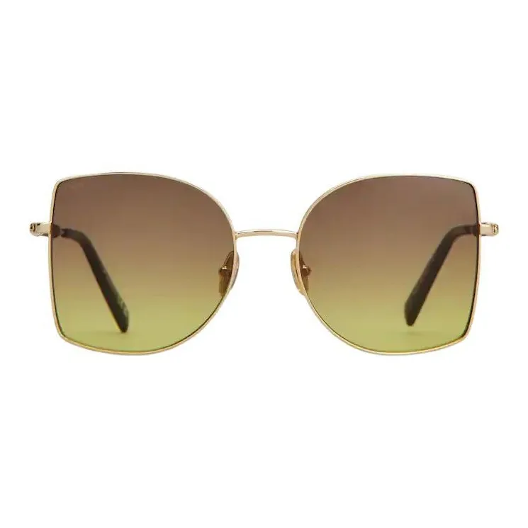 TOD'S Metal Zinc-Plated Leather Butterfly Sunglasses Women's Gold-0