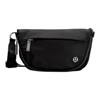 Lululemon Nylon Shoulder Bag, Crossbody Bag Regular Unisex Black & Silver