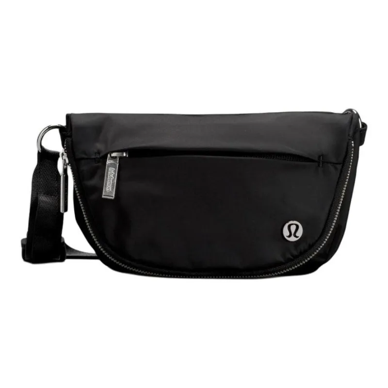 Lululemon Nylon Shoulder Bag, Crossbody Bag Regular Unisex Black & Silver-0
