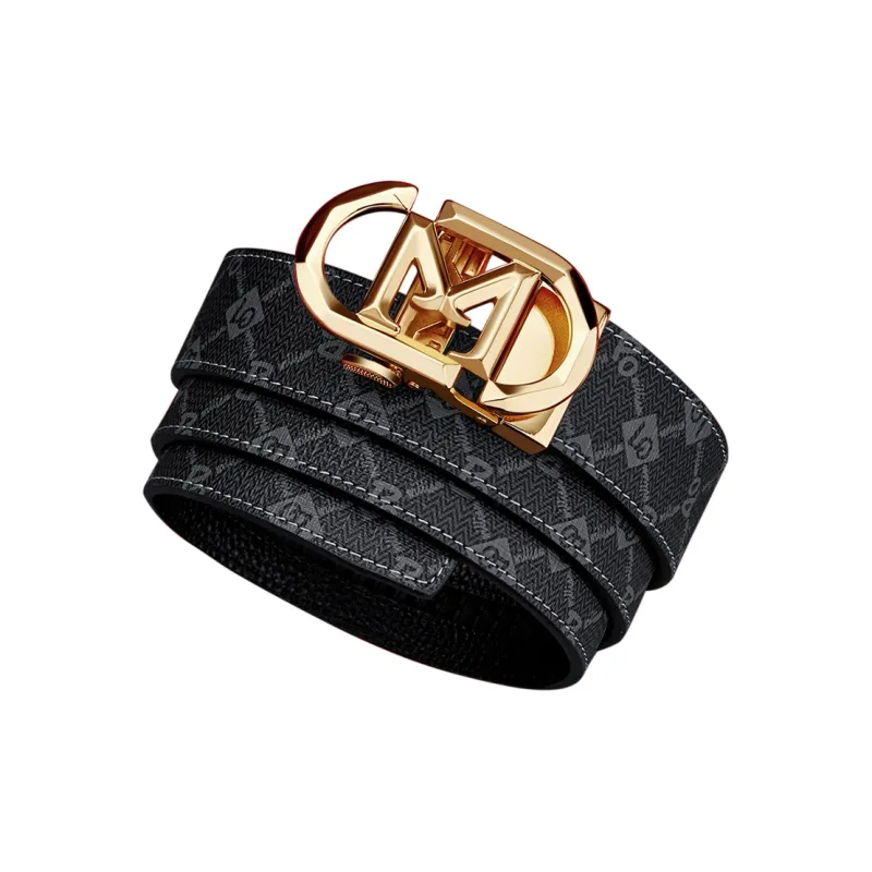 WilliamPOLO PVC Leather Belts Men's Gold 3.5cm Width-3
