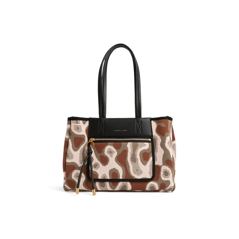 CHARLES&KEITH Fabric Bonded Polyurethane Synthetic Leather Shoulder Bag Women's Multi Composite Color-0