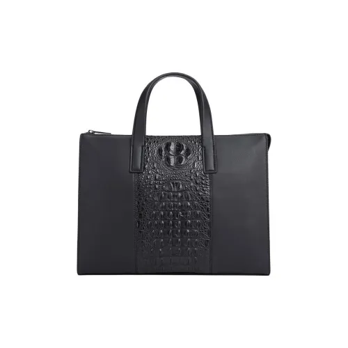 Chrisdien Deny Crocodile Leather Laptop Bag Handbag Tubas Men's Black