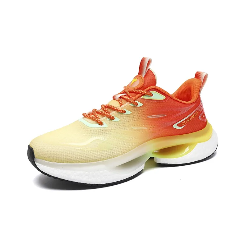 OUWENHEIMANBA Cushioning Rebound Lightweight Breathable Low-Top Popcorn TPU Outsole Running Shoes Unisex Ice Orange-2