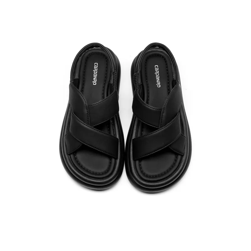 CARDANRO Beach Sandals Women's Beige, Black-1