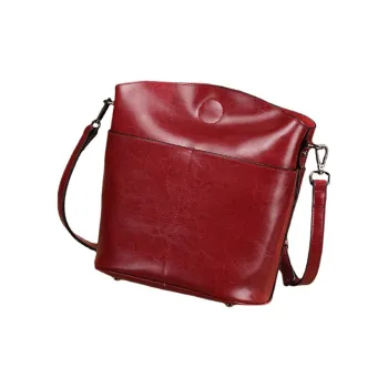 H-YXIANG Waxed Cow Leather Crossbody Bag Women's Red/Green/Black/Caramel