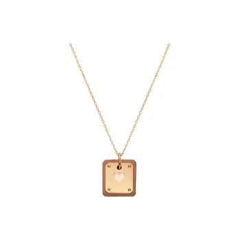 HERMES As De Coeur Calfskin Gold tone Plated Necklaces Women's