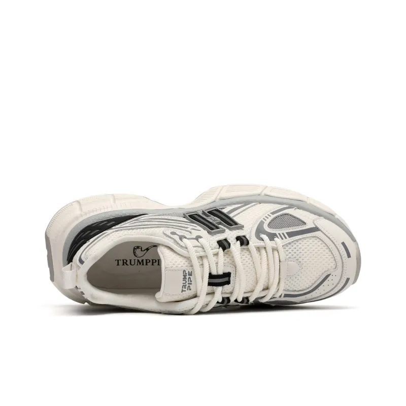 TRUMPPIPE Low Top Chunky Sneakers Men's White Gray-3