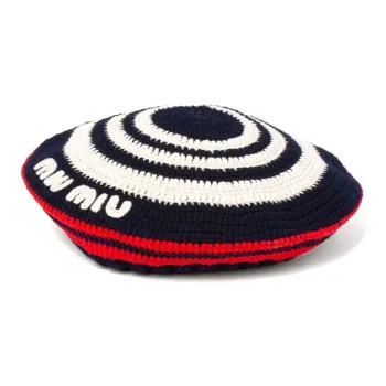 MIU MIU Logo-appliqué Crochet Beret