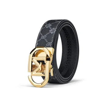WilliamPOLO PVC Leather Belts Men's Gold 3.5cm Width