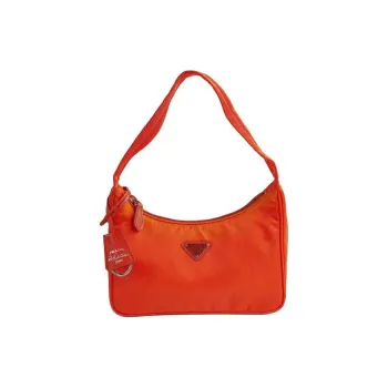 PRADA Re-Edition Recycled Nylon One Shoulder Handbags Mini Women's Orange