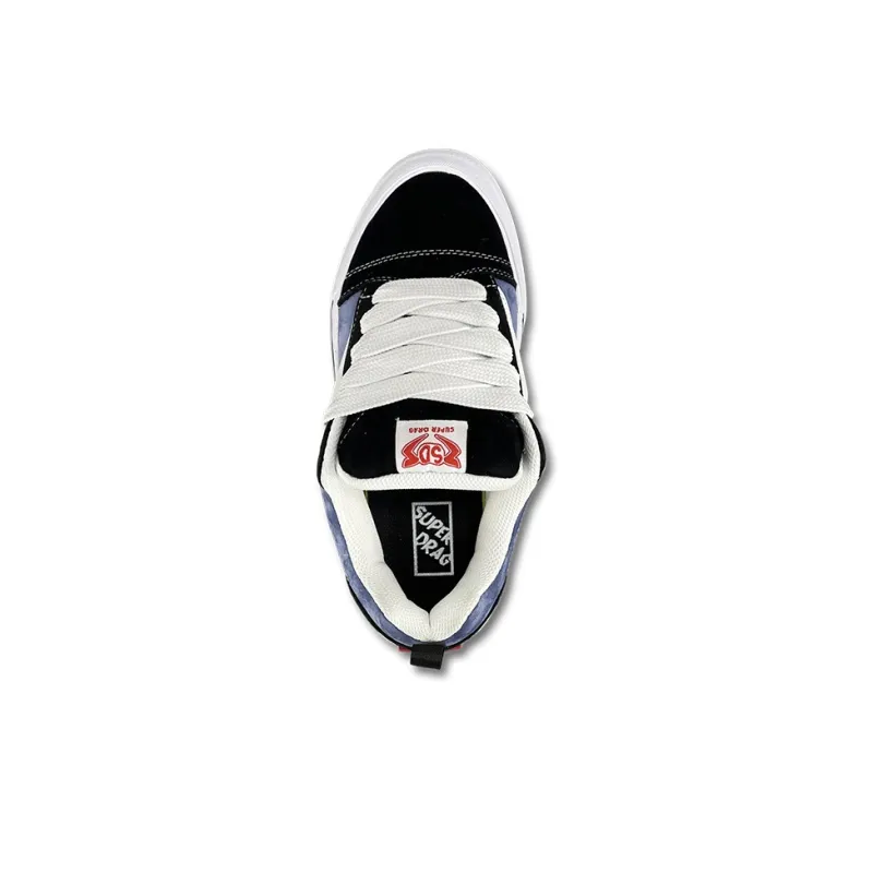LuzaoT SUPER DRAG Anti Slip Wear Resistant Low Top Skateboard Shoes Unisex Black Blue-3