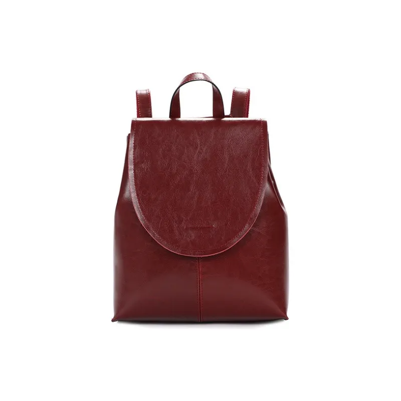 H YXIANG Cow Leather Backpack Women's Black/Red/Coffee/Brown-4
