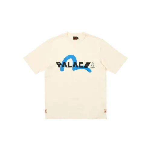 PALACE X EVISU Co-brand T-Shirts Unisex Milk White