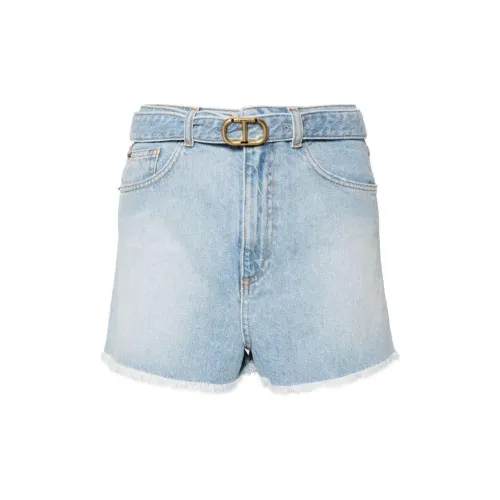 TWINSET Belted Denim Shorts