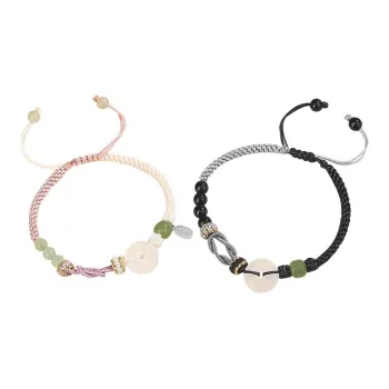 220 True Cause 284 Hetian Jade Bracelets Unisex Pale Greenish-White Jade