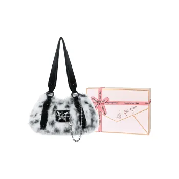 Kenghua Village Polyester Shoulder Bag, Portable Crossbody Bag Unisex Coal Dot White
