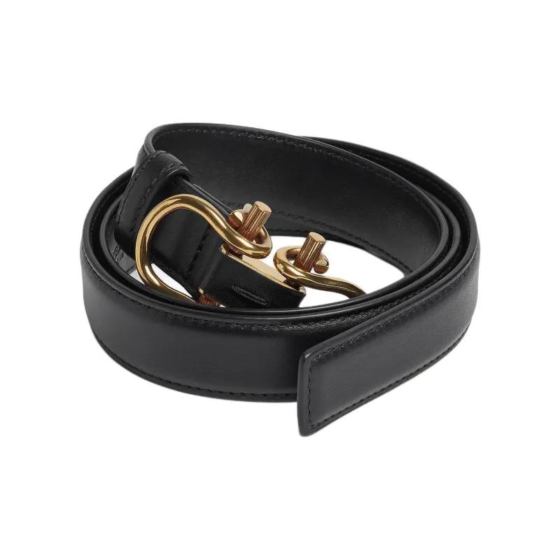 Bottega Veneta Buckle Design, Smooth Buckle Leather Belts Women's Black Width 2.5cm-1