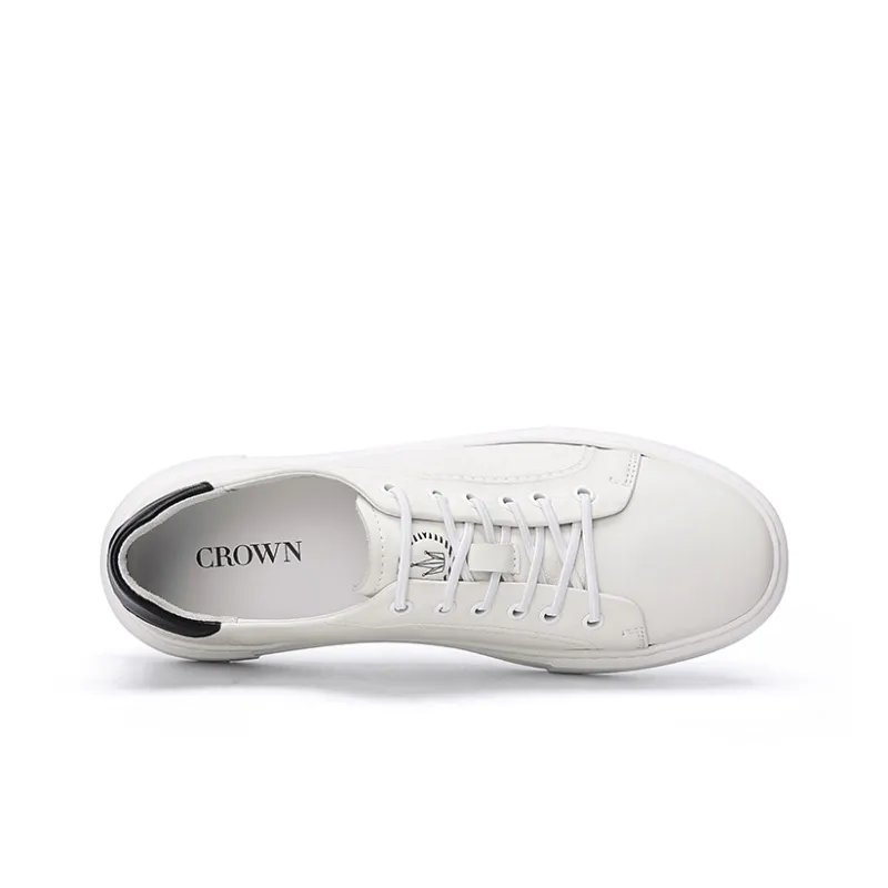 CROWN Low Top Skateboard Shoes Men's White One Yard Larger-2