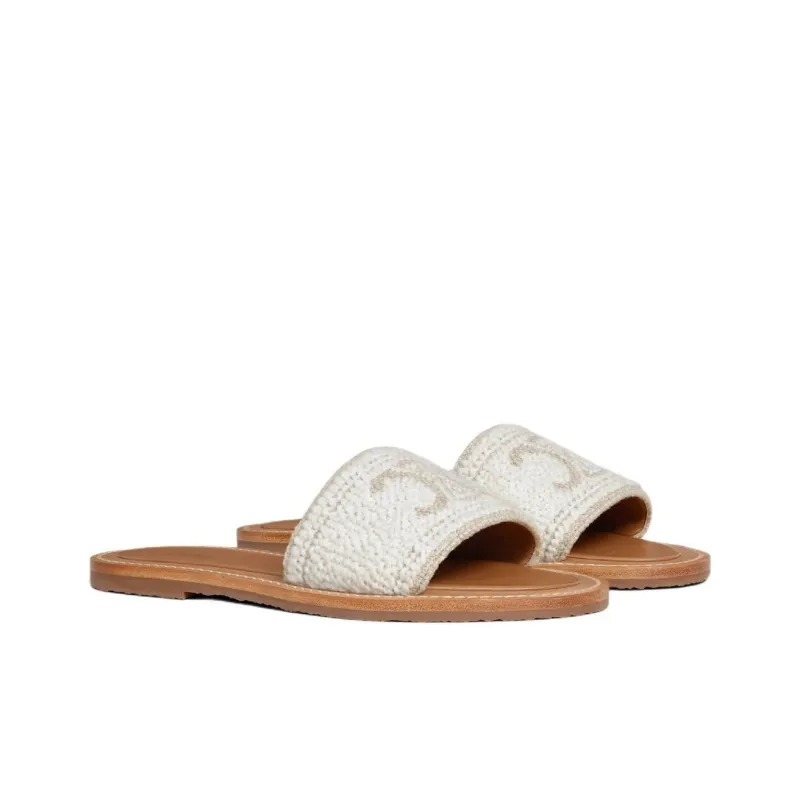 CELINE Triomphe Casual Slippers Women's White-2