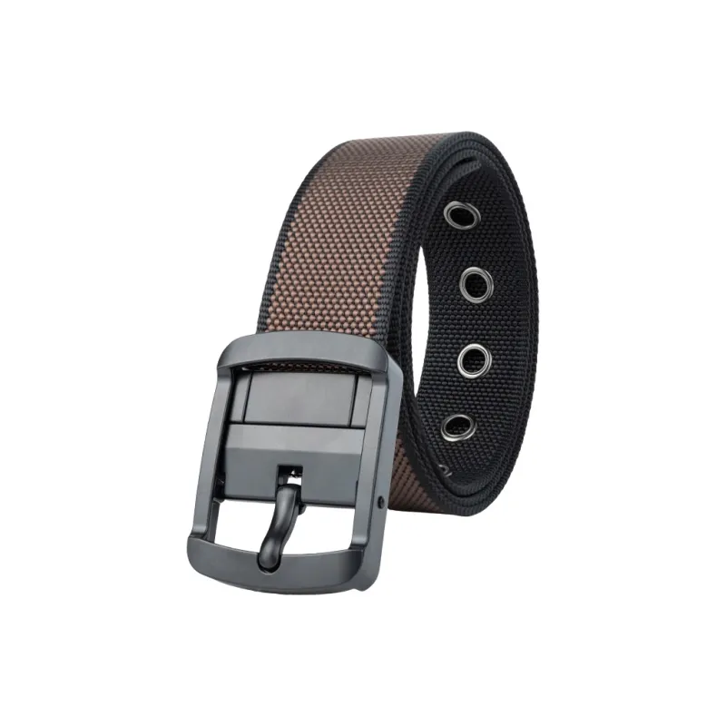 NINE NAIL 9 Section Double Sided Two Tone Pin Buckle Nylon Canvas Men's Belt Men's Width  3.5cm-7