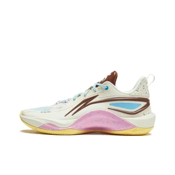 LiNing Shining Cushioning Anti Slip Wear Resistant Breathability Low Top Basketball Shoes Men's Beige White Brown