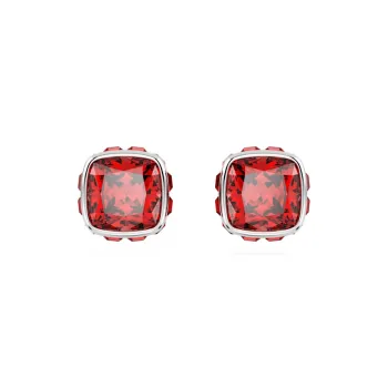 Swarovski Cubic Zirconia Rhodium Plated Faux Crystal Stud Earrings Women's Red
