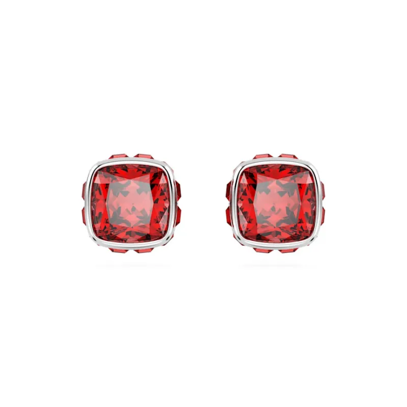 Swarovski Cubic Zirconia Rhodium-Plated Faux Crystal Stud Earrings Women's Red-0