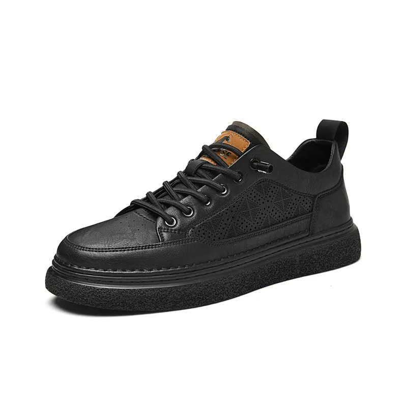 HLA Men's Casual Shoes Men Mid Top Black/Brown-36