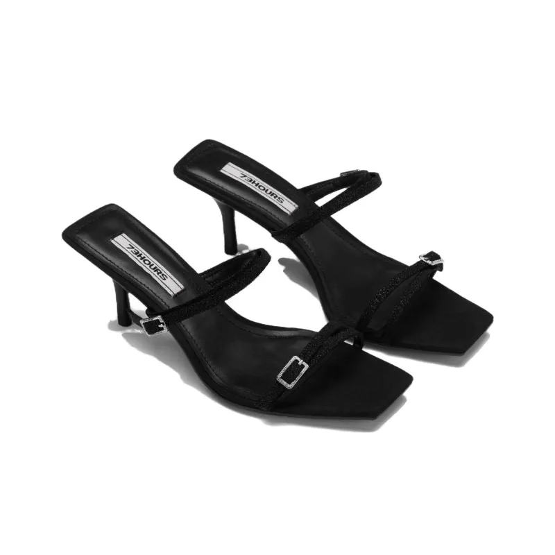 73Hours Slide Slippers Women's Black/Rose Gold/Ecru-2