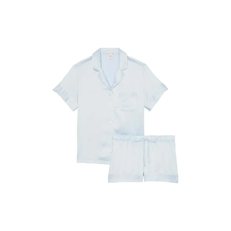 Victoria's Secret Satin Short Pajama Set/Ballad Blue Pajama Set Men's Light Aqua Blue-0