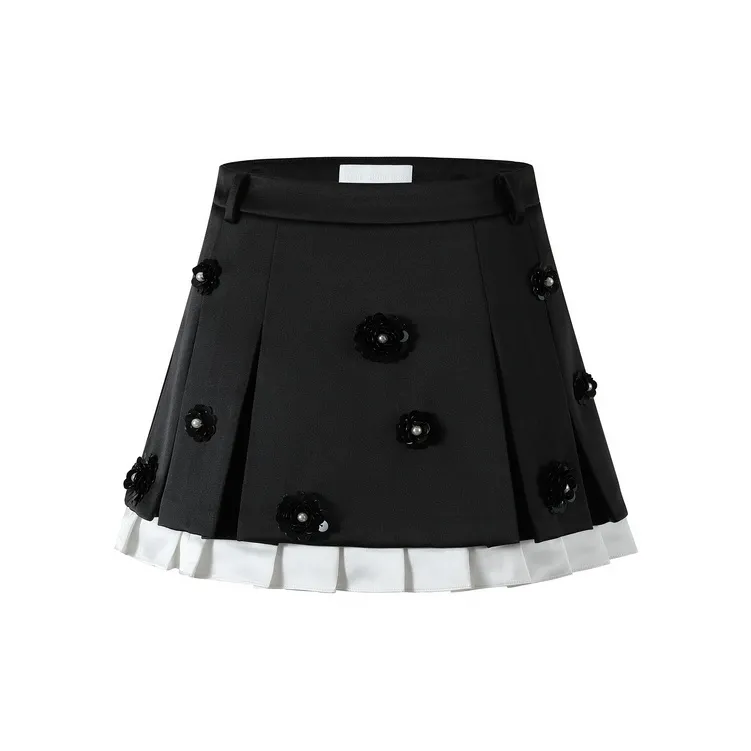 Three Quarters Casual Short Skirts Women's Black-0